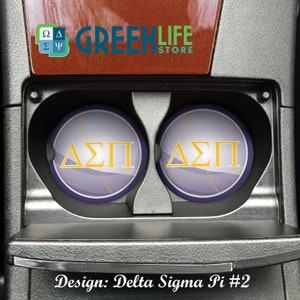 Delta Sigma Pi Car Cup Holder Coasters Sandstone (Set of 2)