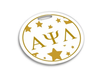 Etiqueta de bagagem redonda Alpha Psi Lambda