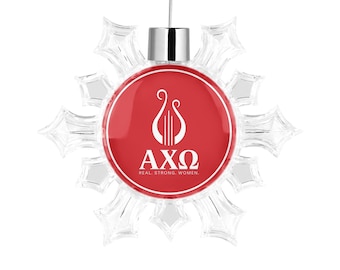 Alpha Chi Omega Snowflake Round Ornament