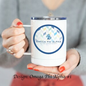 Omega Phi Alpha Stainless Steel Travel Mug 13 OZ with lid