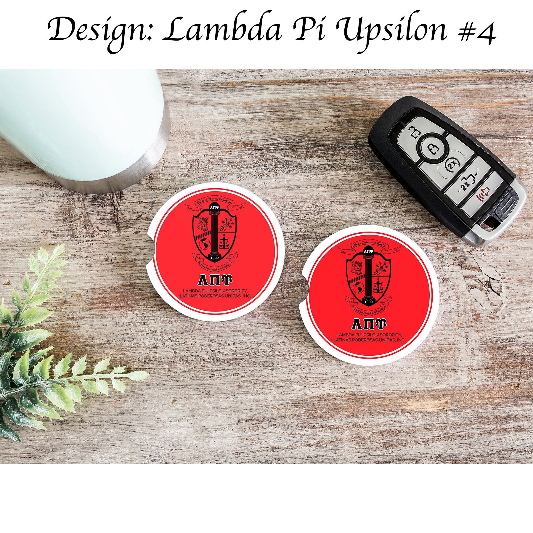 Lambda Pi Upsilon Car Cup Holder Coasters Sandstone set of 2