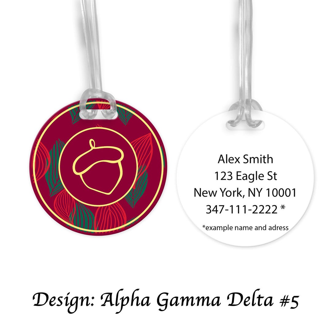 Alpha Gamma Delta Round Bag Tag - Etsy