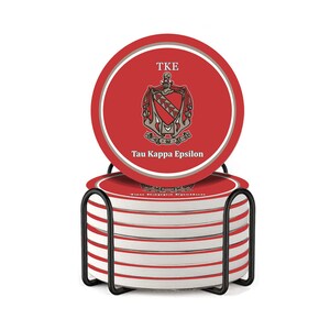 Tau Kappa Epsilon Absorbent Ceramic Coasters with Holder (Set of 8)