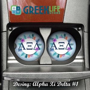 Alpha Xi Delta Car Cup Holder Coasters Sandstone (Set of 2)