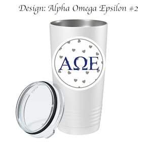 Alpha Omega Epsilon Stainless Steel Tumbler  20oz  Ringed Base