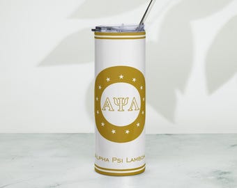 Gobelet mince en acier inoxydable lambda Alpha Psi, 20 onces, impression générale