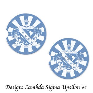 Lambda Sigma Upsilon auto bekerhouder onderzetters zandsteen (set van 2)