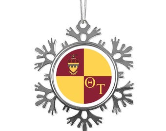 Theta Tau Snowflake Metal Ornament
