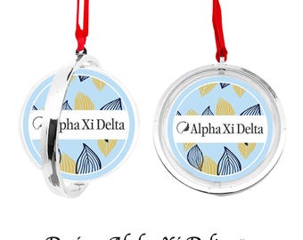 Alpha Xi Delta Reversible Flat Round Ornament