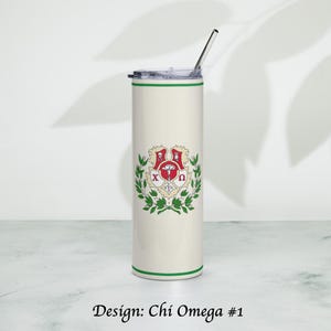 Chi Omega Stainless Steel Skinny Tumbler 20 OZ Overall Print
