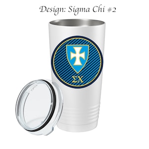 Sigma Chi Stainless Steel Tumbler  20oz  Ringed Base