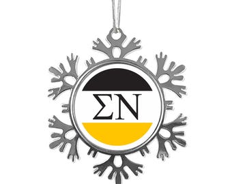 Sigma Nu Snowflake Metal Ornament