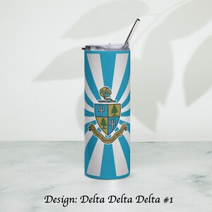 Delta Delta Delta Stainless Steel Skinny Tumbler 20 OZ Overall Print