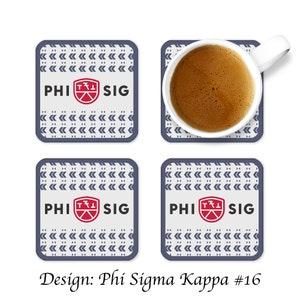 Phi Sigma Kappa Beverage Coasters Square (Ensemble de 4)