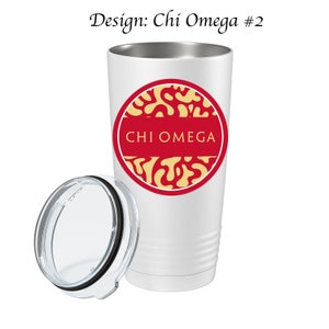 Chi Omega Stainless Steel Tumbler  20oz  Ringed Base