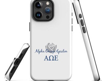 Cover per iPhone della confraternita Alpha Omega Epsilon, cover protettiva opaca ufficiale con licenza greca, regalo per fratello