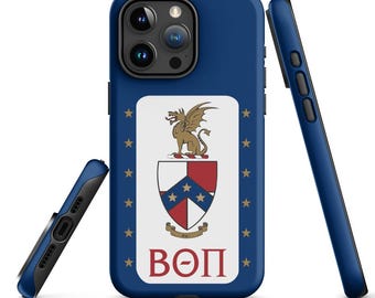 Custodia per iPhone con logo della confraternita Beta Theta Pi, cover protettiva opaca ufficiale con licenza greca, regalo per fratello