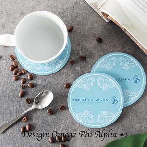 Omega Phi Alpha Round Coasters (Set of 4 coasters)