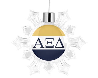 Alpha Xi Delta Snowflake Round Ornament