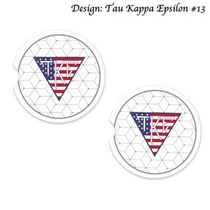 Tau Kappa Epsilon (TKE) Car Cup Holder Coasters Sandstone (Set of 2)