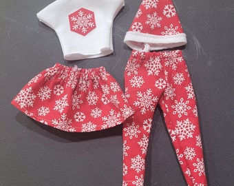 Holiday Elf Snowflake outfit, Christmas Elf, elf clothes, pants, skirt,  shirt, top, hat