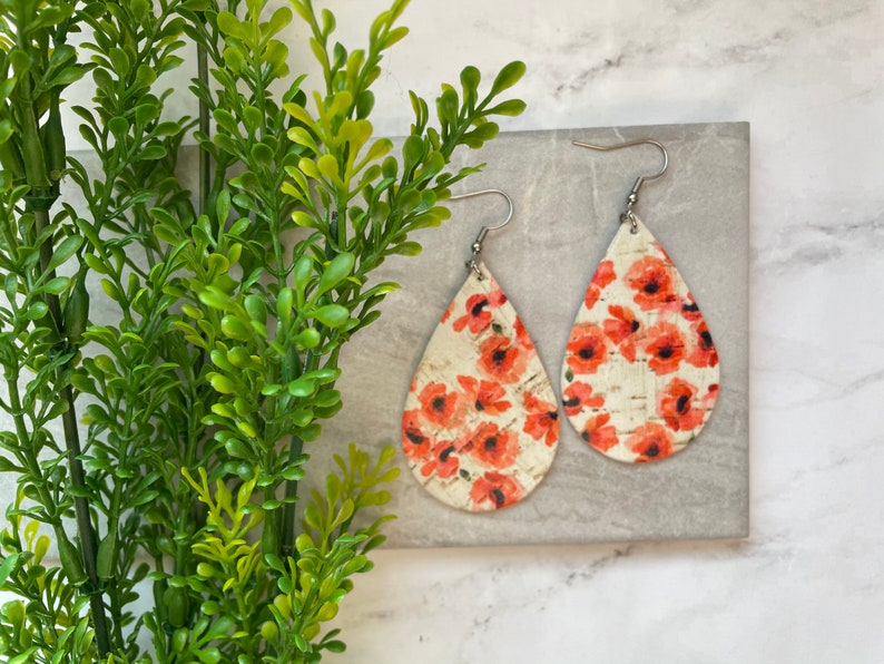 Poppy Cork Leather Earrings