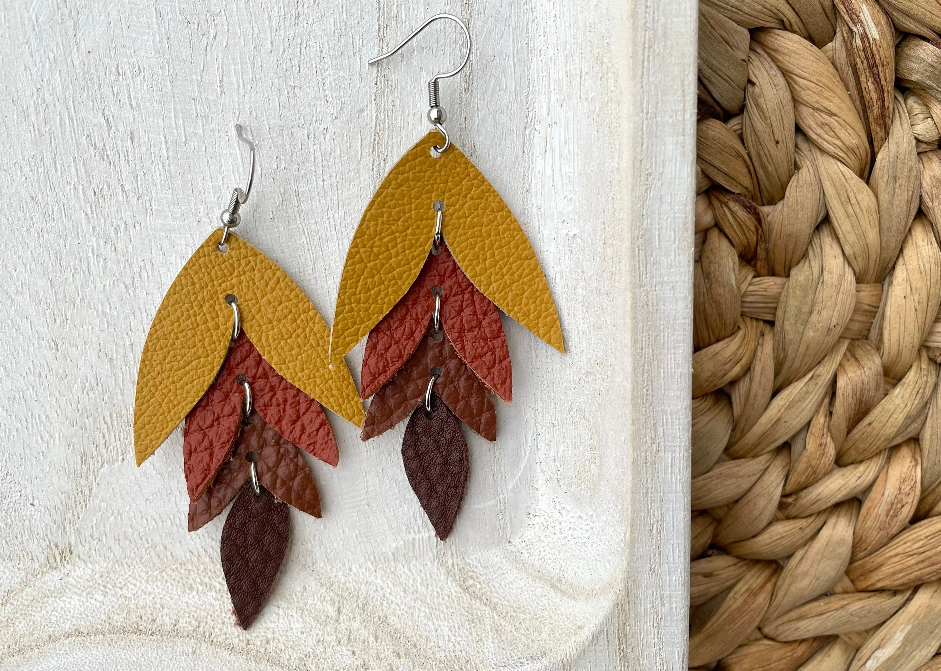 Fall leather earrings deals