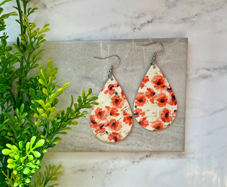 Poppy Cork Leather Earrings