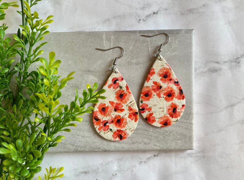 Poppy Cork Leather Earrings