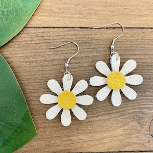 Daisy Earrings, Daisy Leather Earrings