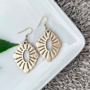 Gold Cork Scallop Earrings