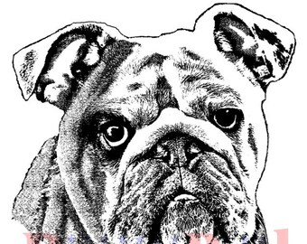 Bulldog Portrait Rubber Cling Stamp