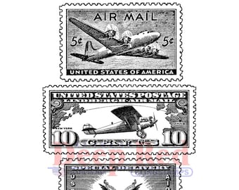 Air Mail Postage Rubber Cling Stamp