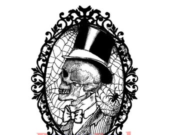 Cobweb Cameo Rubber Cling Stamp