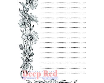 Daisy Journal Notes Rubber Cling Stamp