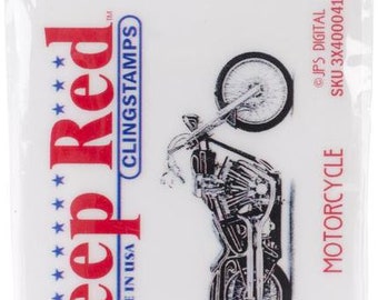 Deep Red Stamps Motorcycle Rubber Cling Stamp