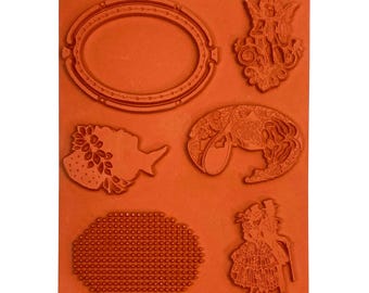 Cameo Rubber Stamp, Clay Texture Mat, Jewelry Making, Choose from 5 Designs