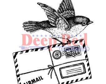 Bluebird Airmail Rubber Cling Stamp