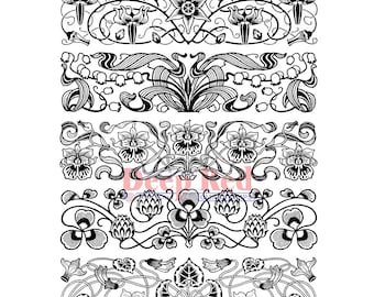 Art Deco Borders Rubber Cling Stamp