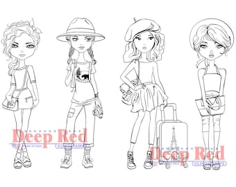 City Girls Traveling in Style Rubber Cling Stamp