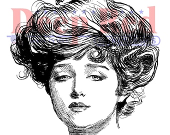 Gibson Girl Rubber Cling Stamp