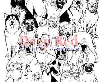 Dogs Background Rubber Cling Stamp