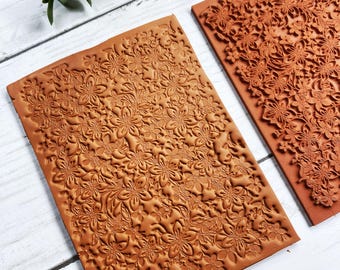 French Florals Rubber Stamp, Clay Texture Mat, Jewelry Making, Choose from 5 Designs