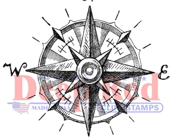 Nautical Compass Rubber Cling Stamp