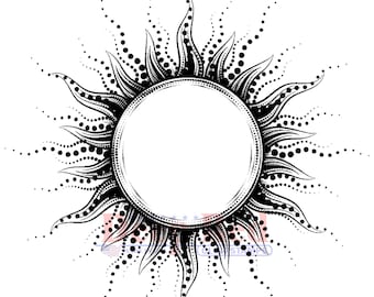 Fiery Sun Rubber Cling Stamp