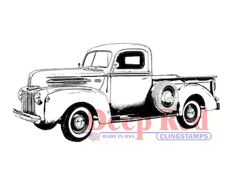Classic Pickup Truck Rubber Cling Stamp