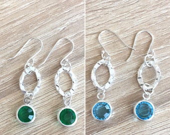 Nickel Free Dangle Earrings, Sterling Silver Earrings, Green Earrings, Blue Earrings, Simple Earrings, Drop Earrings, Gift for Her