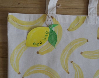 トートバッグ XXL BANANA PRINT LOGO SHOPPER GANNI Shopper XXL Pocket Banana Print — MILI