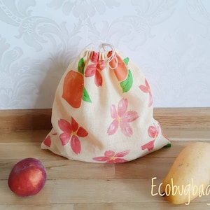 Zero Waste Peach Produce Bag: Bolsa de comestibles orgánica reutilizable de Eco Shopping
