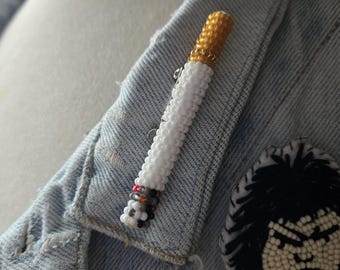 Beaded Cigarette Pin Brooch